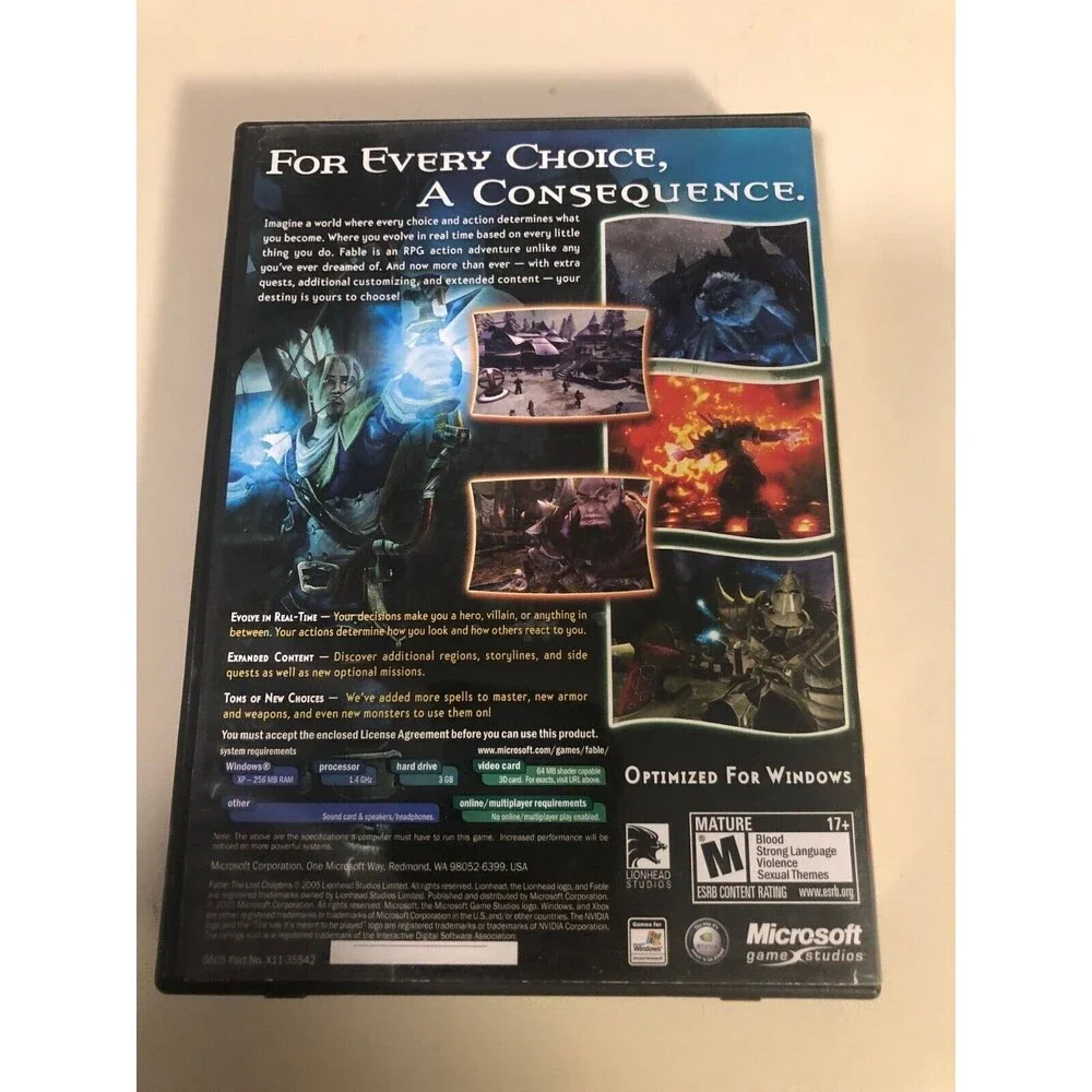 Fable The Lost Chapters PC CD-Rom Game 2005 Missing Disc 1